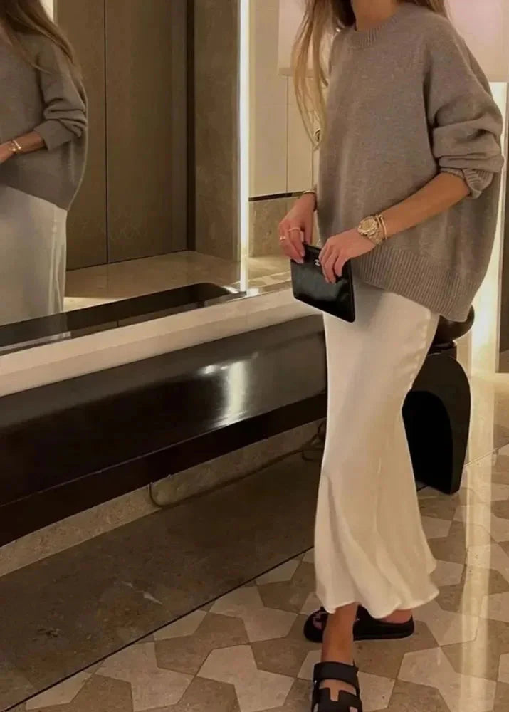 Jupe longue fluide en satin