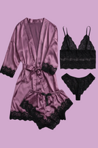 Ensemble de pyjama 4 pièces en satin