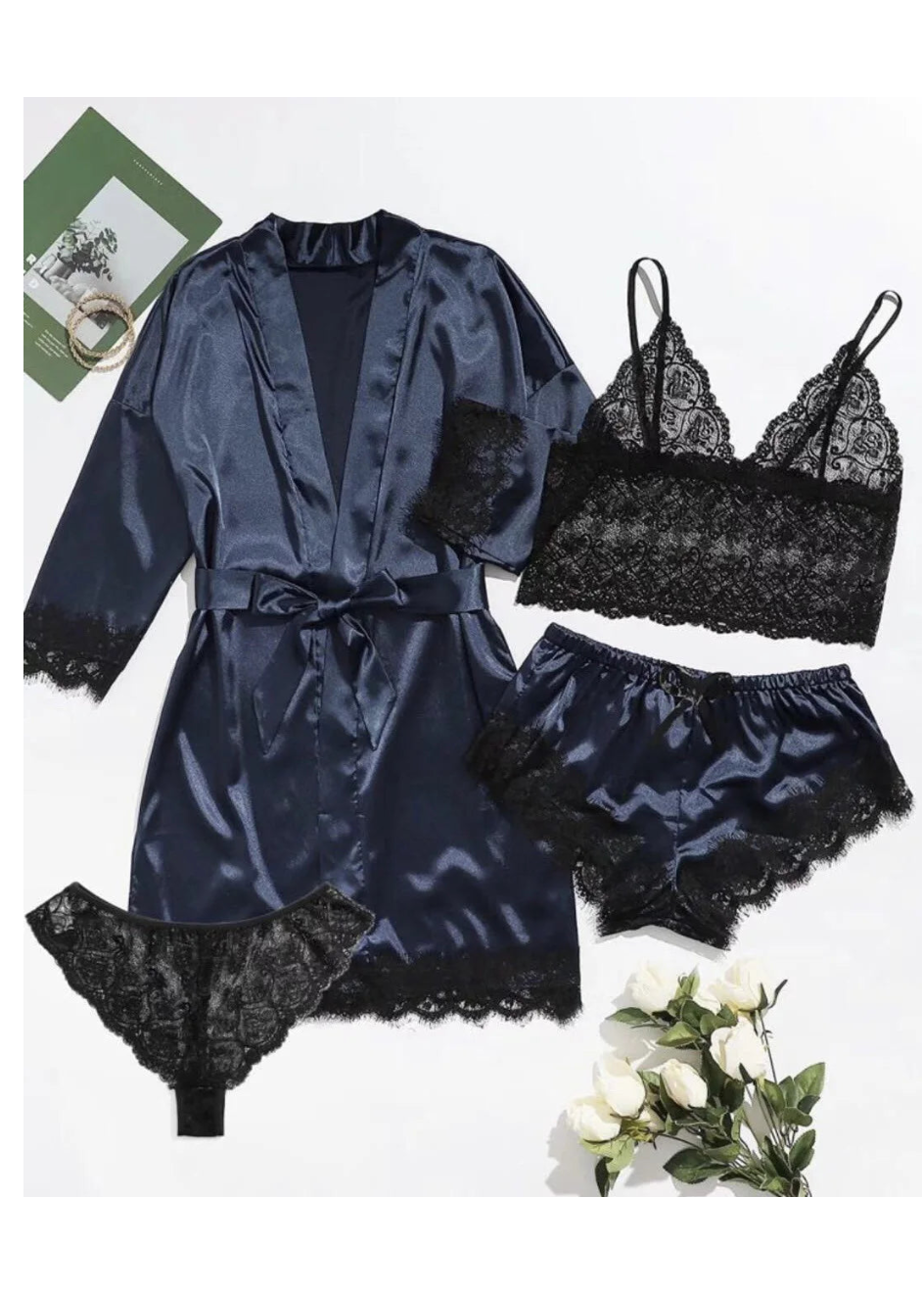 Ensemble de pyjama 4 pièces en satin