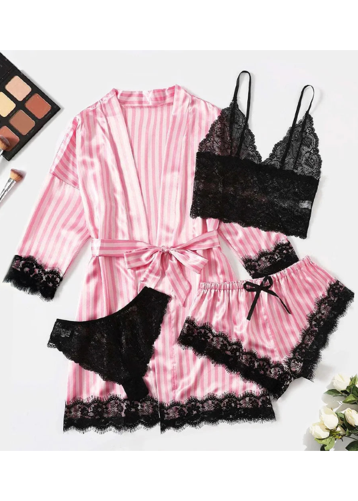 Ensemble de pyjama 4 pièces en satin