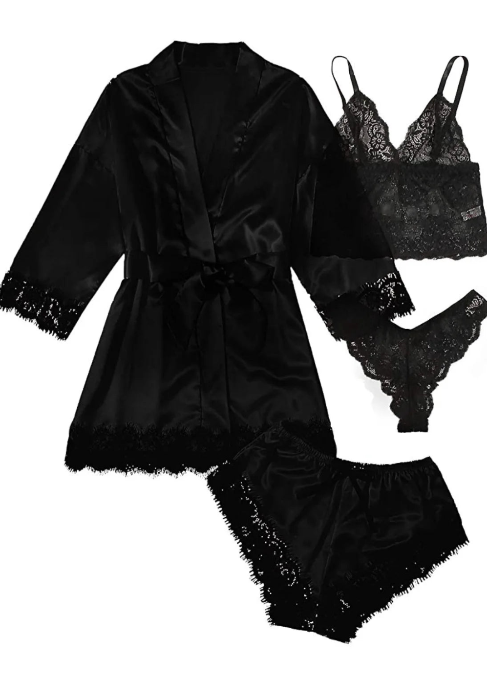 Ensemble de pyjama 4 pièces en satin